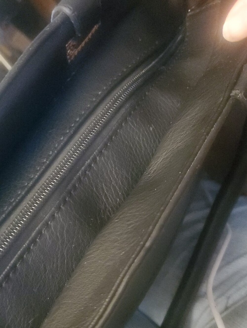 Black Textured Vinyl Tote with Gold Accents - Picture 6 of 12